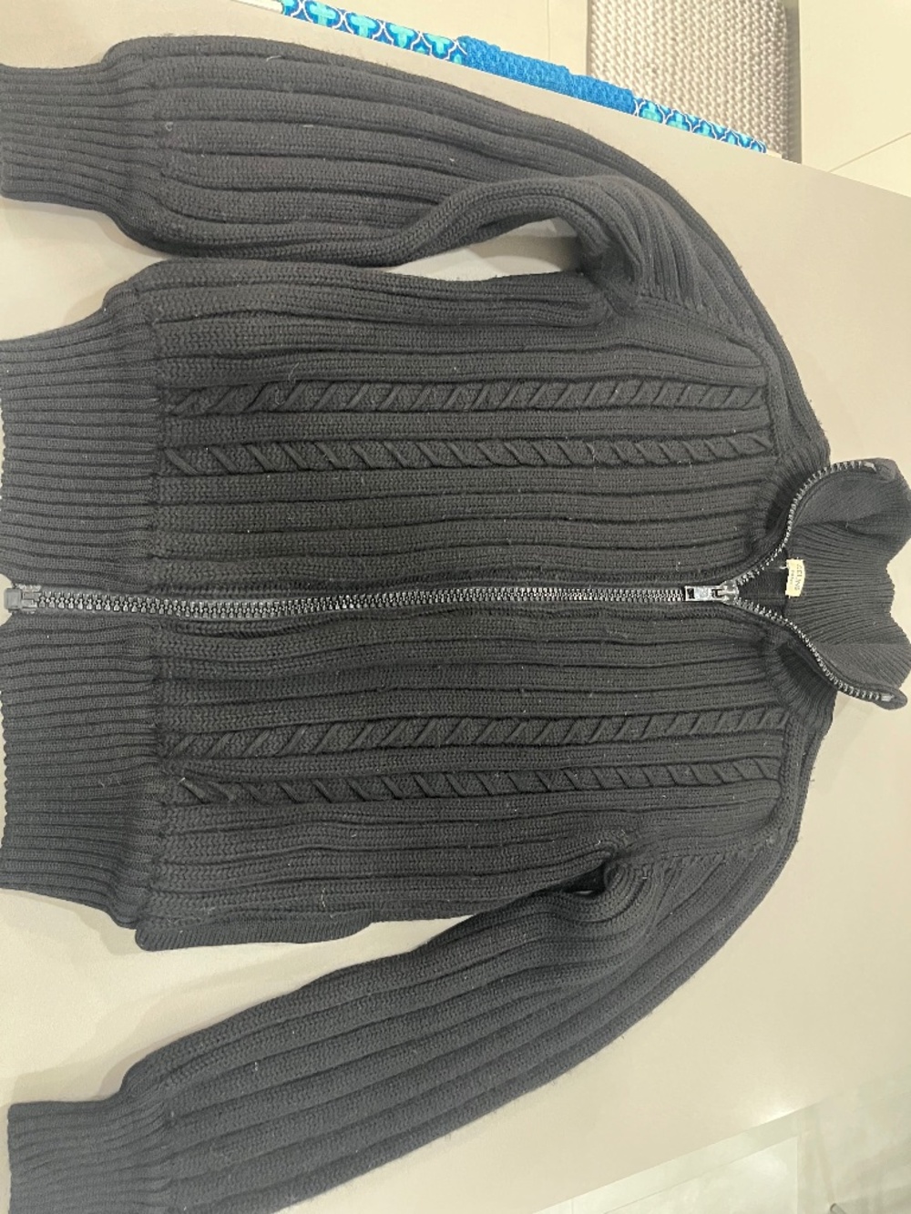 Celine Black Cable Knit Sweater.  Made in France.
